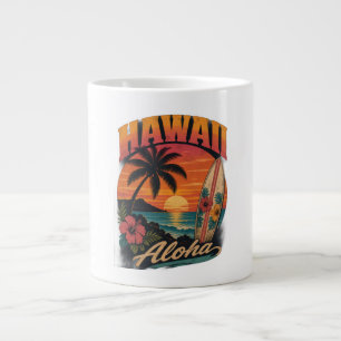 Grande Tasse Coucher de soleil hawaïen vintage Palms Planche de