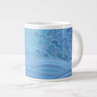 Grande Tasse Coucher du soleil bleu de mandala à l'océan