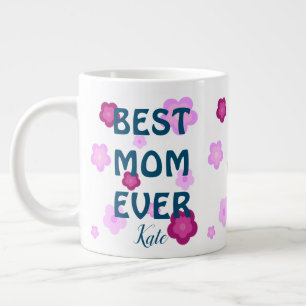 Grande Tasse Couleur fleurie rose pâle Motif