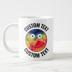 Grande Tasse Couleur Fou Personnalisé Visage Heureux Et Texte P