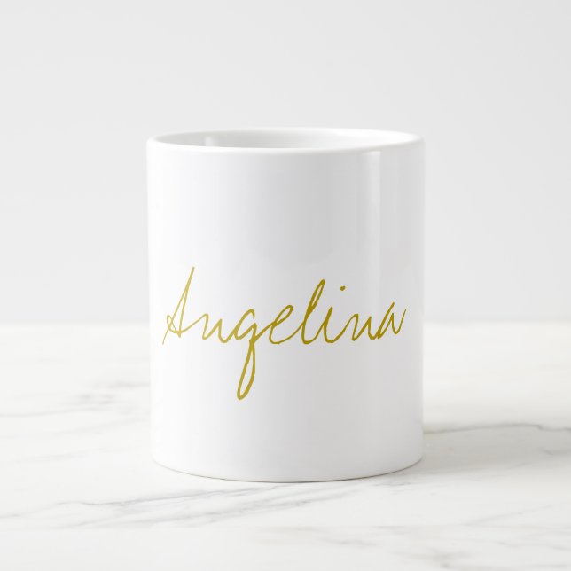 Grande Tasse Couleur Or Élégant Design tendance Script unique (Devant)
