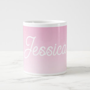 Grande Tasse Couleur rose pâle ombrée (modifiable) et votre tex