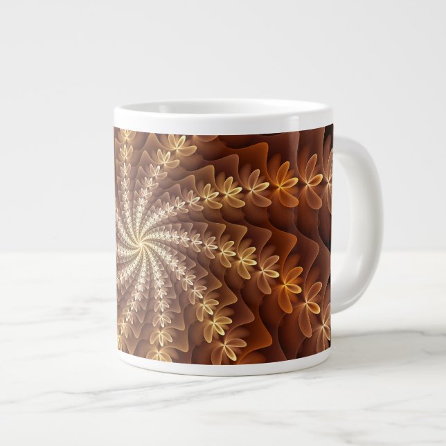 Grande Tasse Couleurs chaudes, Trippy Moderne Motif d'art fract (Devant droit)