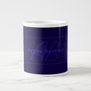 Grande Tasse Couleurs Deep Purple Modernes Nom et Monogramme