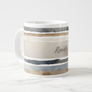 Grande Tasse Couleurs neutres des bandes d'aquarelle