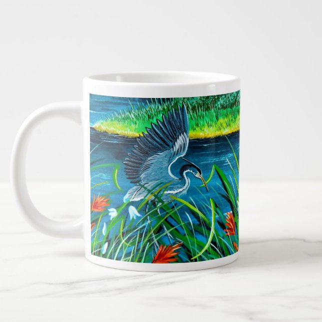 Grande Tasse Coupe de café Blue Heron Couple (Gauche)