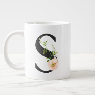 Grande Tasse Coupe initiale avec la lettre S et les jolies fleu