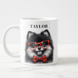 Grande Tasse Coupe Pomeranian Rouge Nerd Lunettes Nom personnal