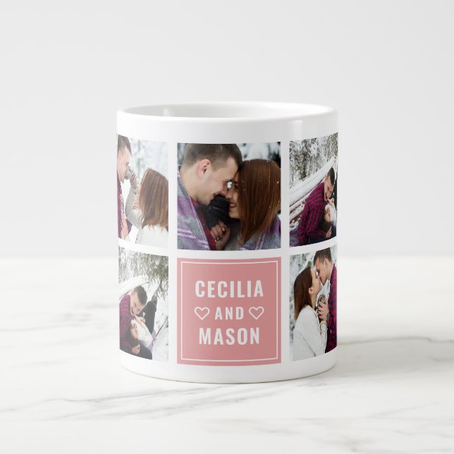 Grande Tasse Couples Nom Saint Valentin Photo personnalisée (Devant)