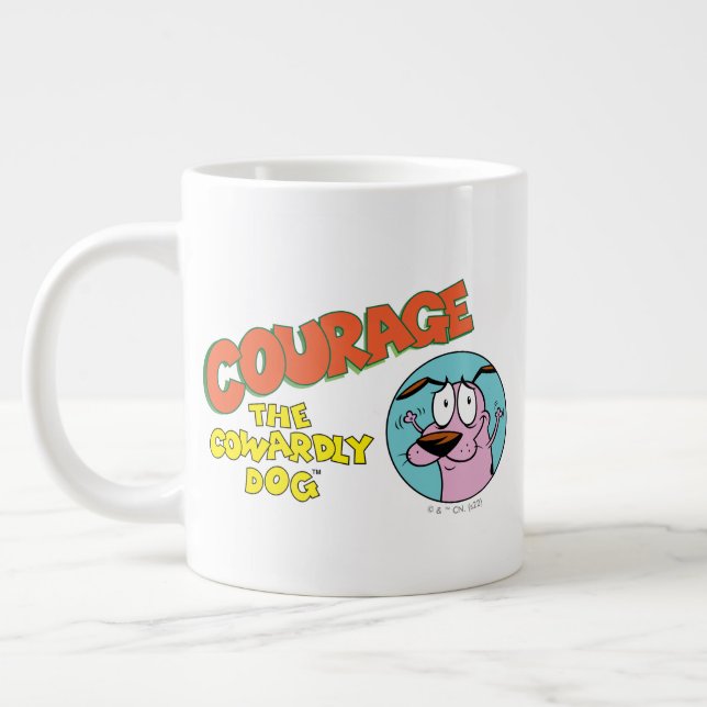 Grande Tasse Courage du chien lâché | Afficher le logo (Gauche)