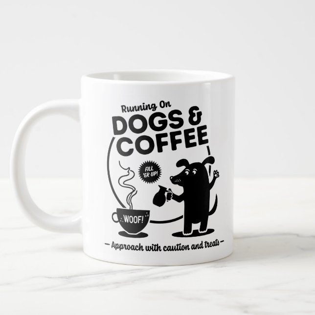 Grande Tasse Courir avec des chiens et du café (Gauche)