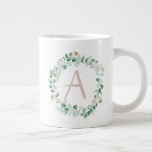 Grande Tasse Couronne de pivoine de printemps avec lettre perso
