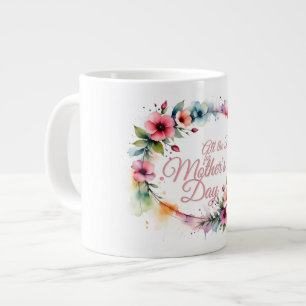 Grande Tasse Couronne florale aquarelle pour la fête des mères