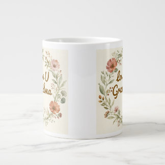 Grande Tasse Couronne florale personnalisée pour grand-mère