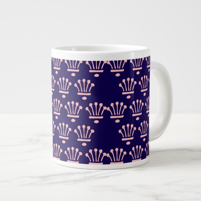 Grande Tasse Couronnes roses bleu foncé (Devant droit)