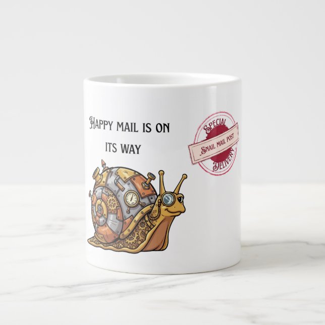 Grande Tasse Courrier heureux de l'escargot Steampunk (Devant)