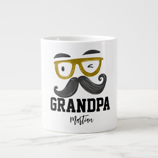 Grande Tasse Cours amusant jaune et moustache Grandpa personnal (Devant)