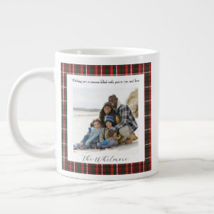 Grande Tasse Cozy Christmas Rouge Carreaux Vintage Monogramme 2
