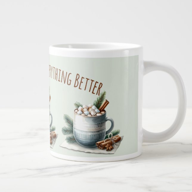 Grande Tasse Cozy Winter Cocoa Marshmallow Scene (Droite)