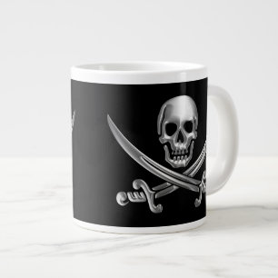 Grande Tasse Crâne d'argent et épées croisées