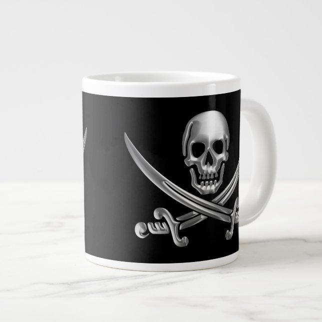 Grande Tasse Crâne d'argent et épées croisées (Devant droit)
