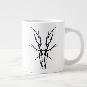 Grande Tasse Crâne de Cerf Tribal Noir Dessin de Chasse