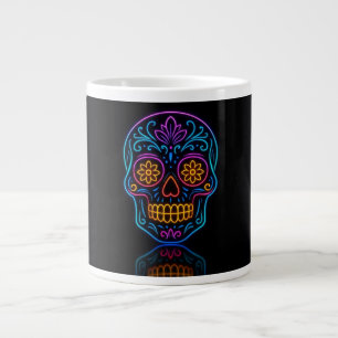 Grande Tasse Crâne en sucre néon noir/bienvenue jour des morts