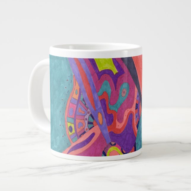 Grande Tasse Crashers de lune, art abstrait (Devant gauche)