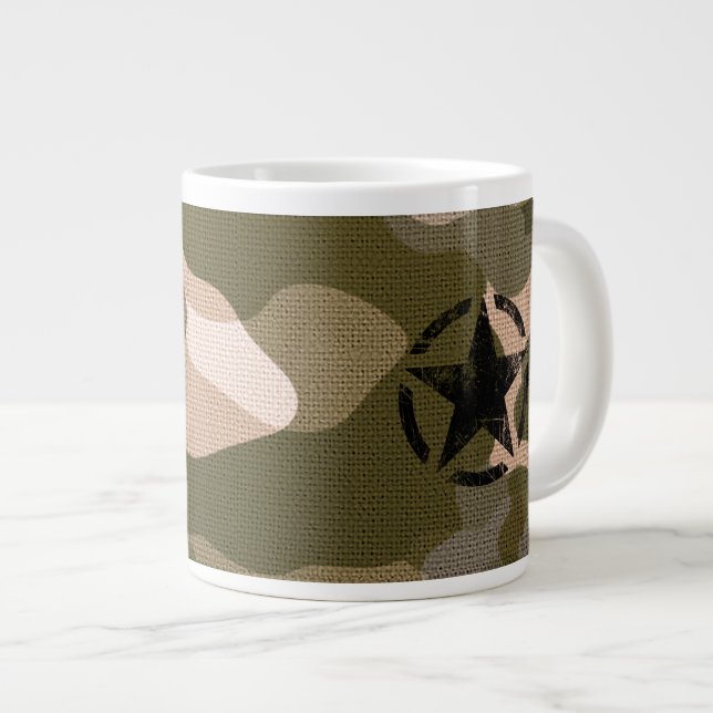 Grande Tasse Crayon étoile Vintage sur Camouflage (Devant droit)