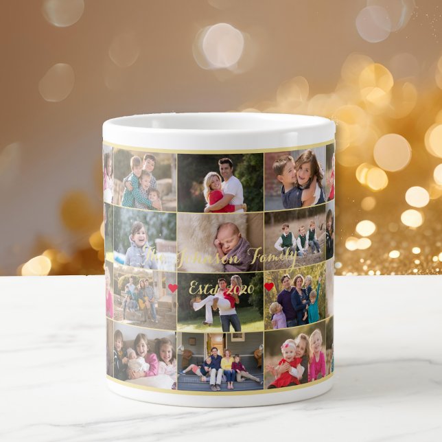 Grande Tasse Créez votre propre collection de photos de famille (Create Your Own Custom 28 Family Photo Collage Giant Coffee Mug)