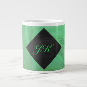 Grande Tasse Crème d'émeraude et monogramme noir