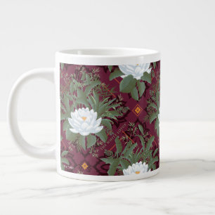 Grande Tasse Crimson Lotus Elegance Motif - Le Lotus Blanc