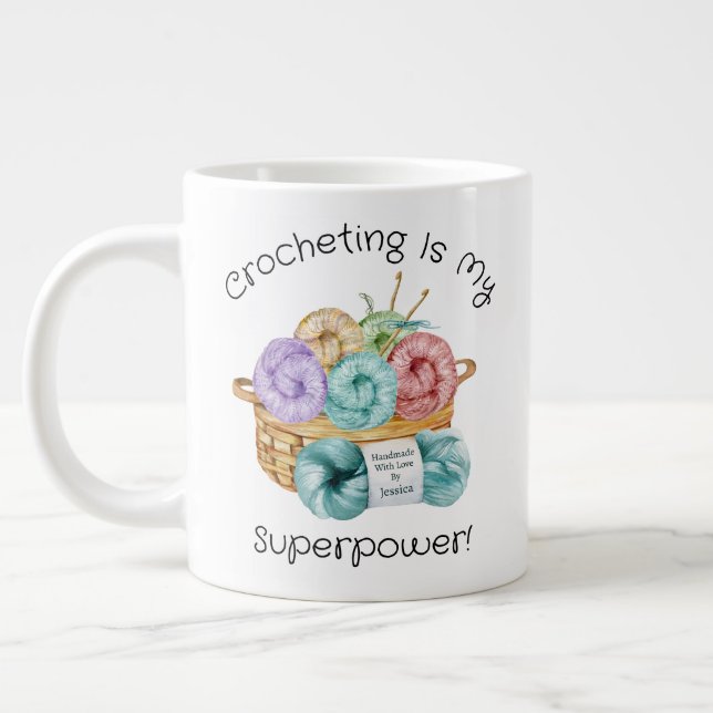 Grande Tasse Crocheting Est Ma Superpuissance Personnalisée (Gauche)