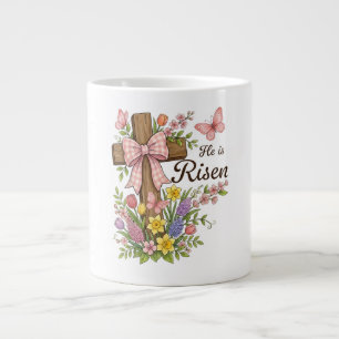 Grande Tasse Croix florale religieuse chrétienne - Il est ressu