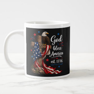 Grande Tasse Croix patriotique Dieu bénisse l'Amérique