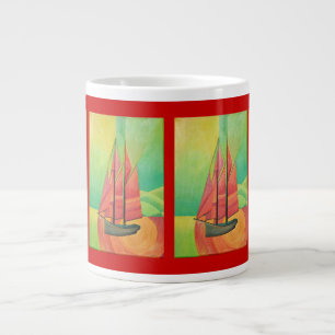 Grande Tasse Cubist bateau à voile Abstrait Art géométrique