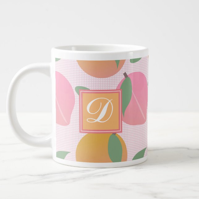 Grande Tasse Cuire Pêcher Orange Fruit Motif rose (Gauche)