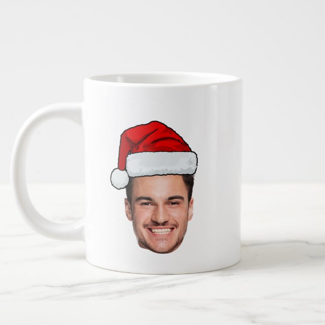 Grande Tasse Custom Face Photo Santa Hat Christmas (Gauche)