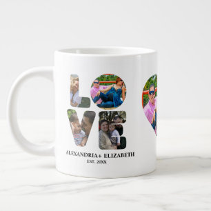 Grande Tasse Custom modern love 4 photo collage pour couples