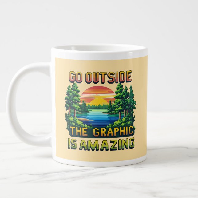Grande Tasse Custom Outdoor Nature Scene Pixel Art Graphic  (Gauche)