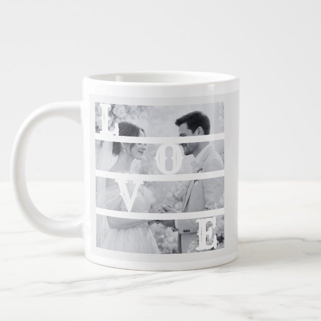Grande Tasse Custom Wedding Photo "LOVE" (Gauche)