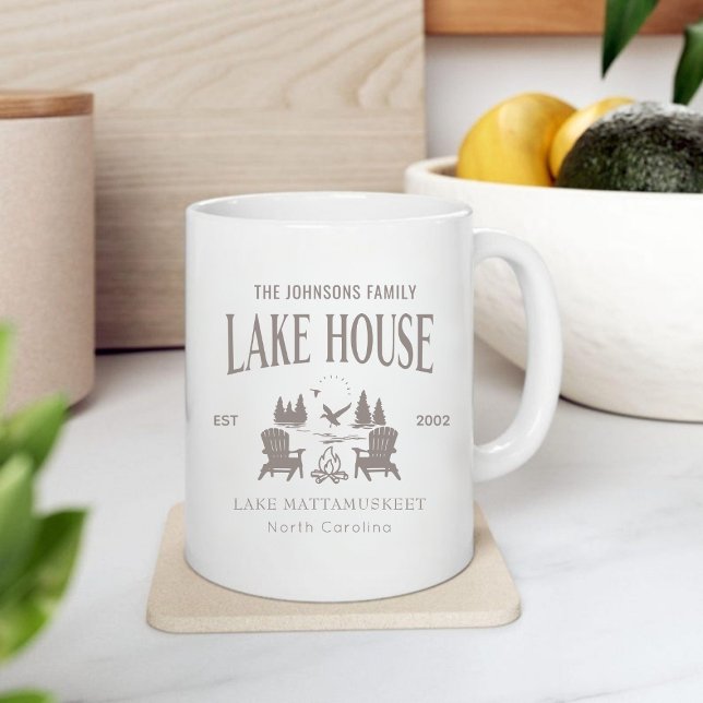 Grande Tasse Customizable Lake House House Warming Gift (Customizable Lake House House Warming Gift Giant Coffee Mug)