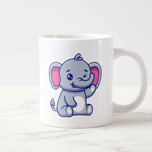 Grande Tasse Cute Baby Elephant Sitting Cartoon-23800 (Droite)