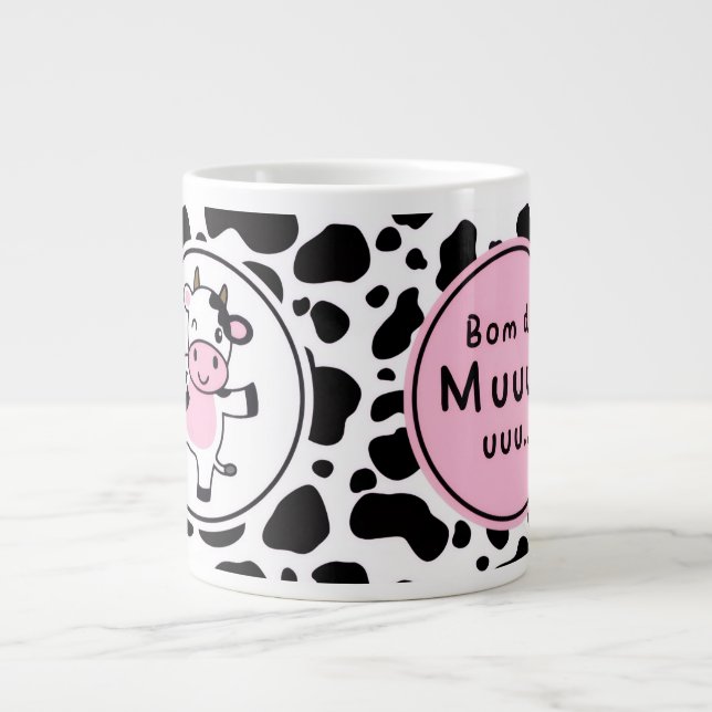 Grande Tasse Cute “Bom Dia Muuuuu” Kawaii Cow Design (Devant)