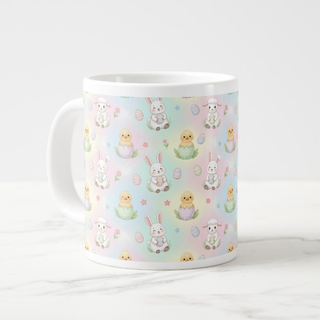 Grande Tasse Cute Bunny Chick & Lamb Easter Pattern (Devant gauche)