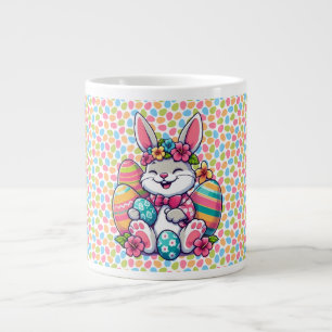 Grande Tasse Cute, & coloré lapin hawaïen/tropical de Pâques