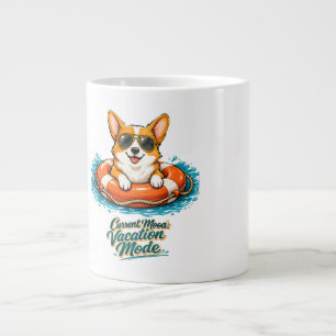 Grande Tasse Cute Corgi "Vacation Mode" Summer Design