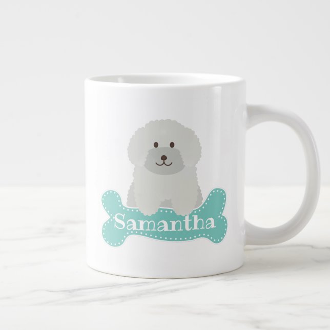 Grande Tasse Cute Fluffy Poodle blanc Amoureux des chiens chiot (Droite)