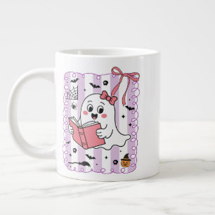 Grande Tasse Cute Funny Ghost Book Lecture Preppy Halloween