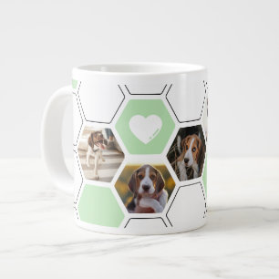 Grande Tasse Cute Geométrique Coeur Paw Green Chien Garde photo